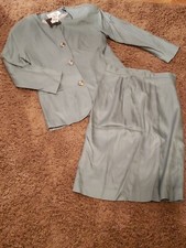 NEW Casual Corner Petites Rayon Skirt Suit Womens Size 10 Green Work Career NWT