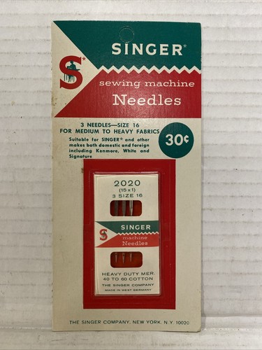 Vintage 1960s SINGER Sewing Machine 3 NEEDLES Size 16 (15x1) 2020! NEW on Card!