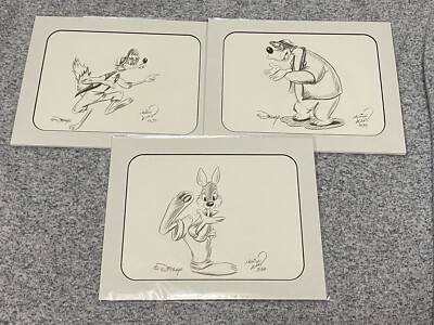 Disney Splash Mountain Sketch Brer Rabbit Fox Bear Set Original