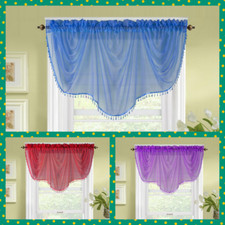 1PC BONITA SHEER VOILE BEADED WATERFALL VALANCE WINDOW CURTAIN ROD POCKET