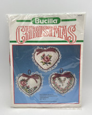 Bucilla Counted Cross Stitch Kit 82545 Victorian Hearts Christmas Ornaments Set