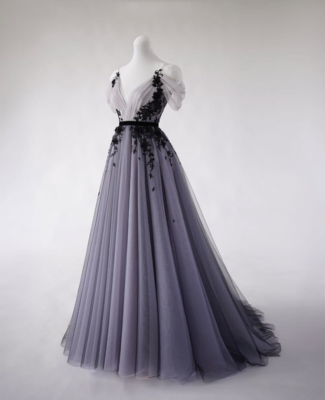 black and purple wedding dress line silhouette for brides fitted lace wedding dress Amethyst