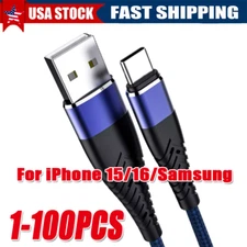 Braided USB C Type C Fast Charging Data Cable Cord for iPhone 17 Pro Max 16 lot