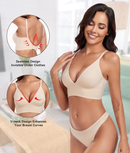 Bras for Women Comfort Wireless Bra Low Back Adjustable Bralette Seamless Bra... - Picture 2 of 6
