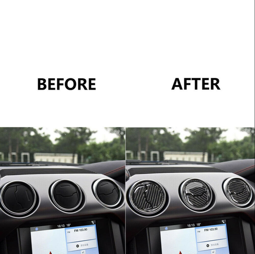 Carbon Fiber Car Interior Air Vent Outlet Trim Cover For Ford Mustang 2015-2020 - Imagen 8 de 8