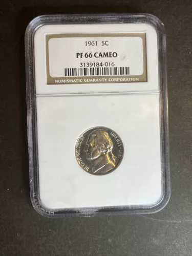1961 5C Jefferson Nickel Proof NGC PF 66 Cameo