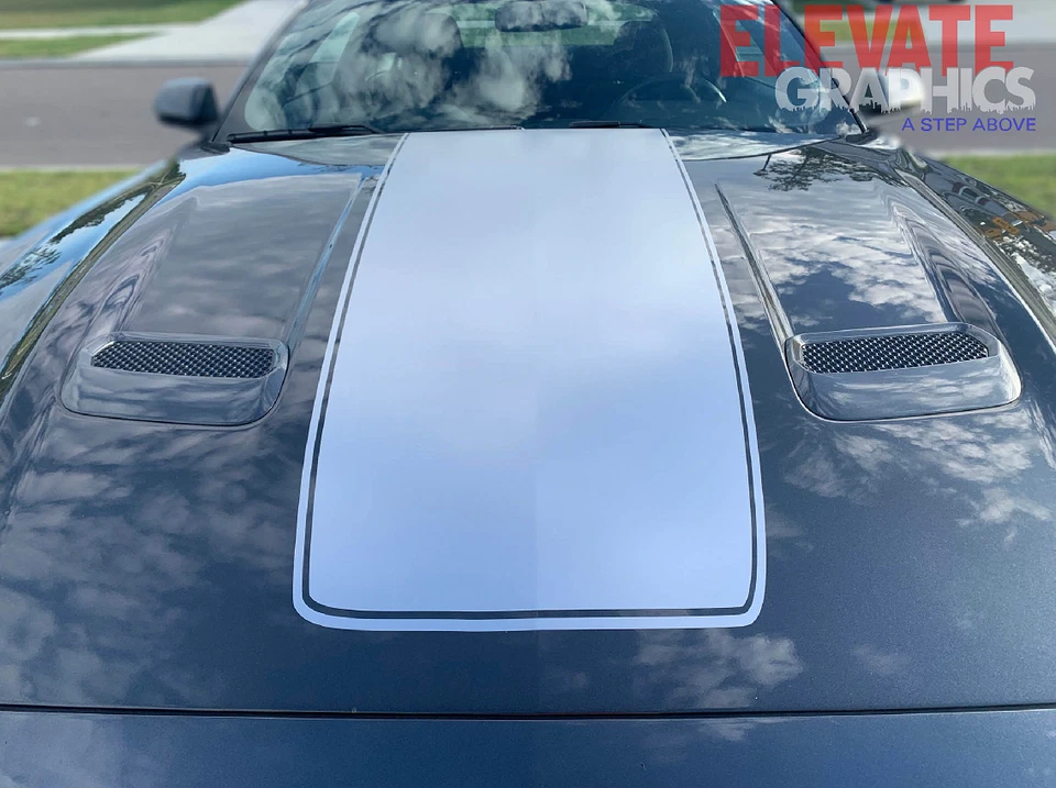 Se adapta a calcomanías Ford Mustang gráficos capó jefe rayas de vinilo pegatinas 3M 2015-2023 Foto 4 de 4