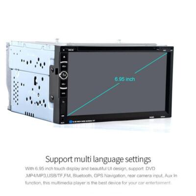 6.95'' Touch Car Stereo Bluetooth Radio 2Din CD DVD Player GPS Nav USB/TF/FM
