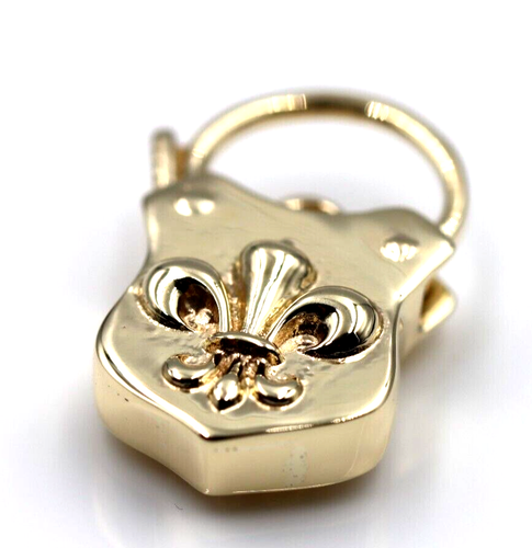 Genuine 9ct 9k Yellow Gold Shield Double Sided Heart Pendant Padlock *Free post - Bild 3 von 10