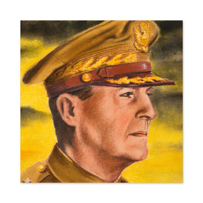 Timym Portrait US General Douglas MacArthur Gemälde Wandbild Leinwanddruck 24x24