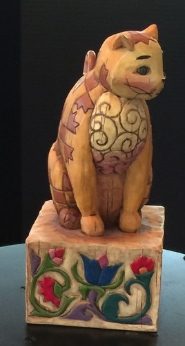Figura de gato naranja Heartwood Creek Jim Shore jaspe patchwork 2003 5 1/2" de alto - Imagen 2 de 5
