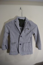 H M BOYS 7-8 Unstructured Gray Knit Cotton Single Breast 2 Buttons Vent Jacket