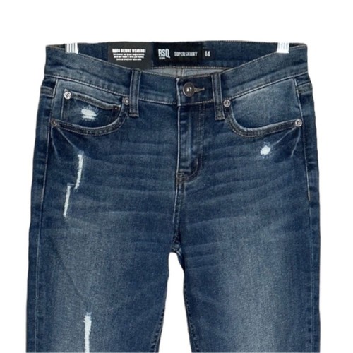 Tilly’s RSQ Vintage Flex Distressed Dark Wash Super Skinny Jeabs Girls 14 NWT - Picture 5 of 11