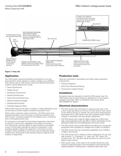 Fusible de alimentación de media tensión Eaton Cooper CMU - 7190A50G04 - CMU712030 - 17 KV máx. - Imagen 7 de 13