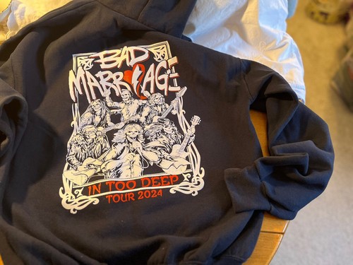 Hoodie Sweatshirt Bad Marriage Band 2024 Tour Medium Navy Blue Cotton Polyester  - Picture 2 of 6