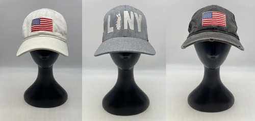 Lot of 3 - Patriotic Cap Hat One Size: 1 pcs - White, 2 pcs - Gray