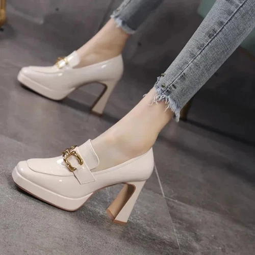 Women Square Toe High Heels Platform Pumps Fashion Thick Heeled Party Shoes - Picture 3 of 17