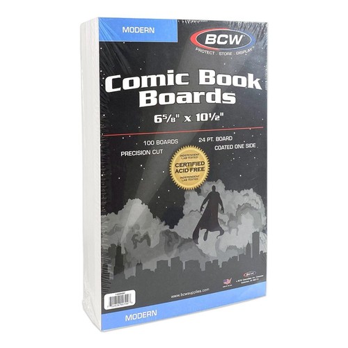 3 Packungen mit 100 (300) BCW 6 5/8" x 10 1/2" Modern Comic weiße Rückwände - Bild 2 von 7