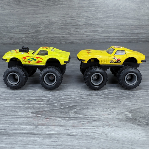 Vintage Motormax Zee 1:64 Corvette Monstertruck gelb Konvolut 2 Autos gebraucht DMG