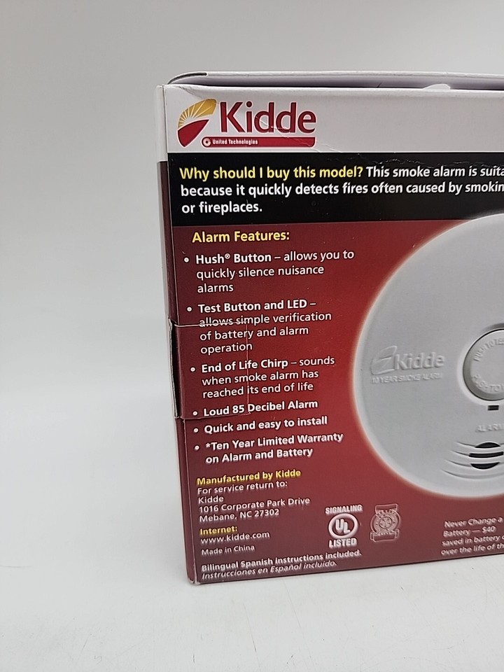Kidde i12010S WorryFree Hardwired Smoke Alarm 10 Year Life Battery