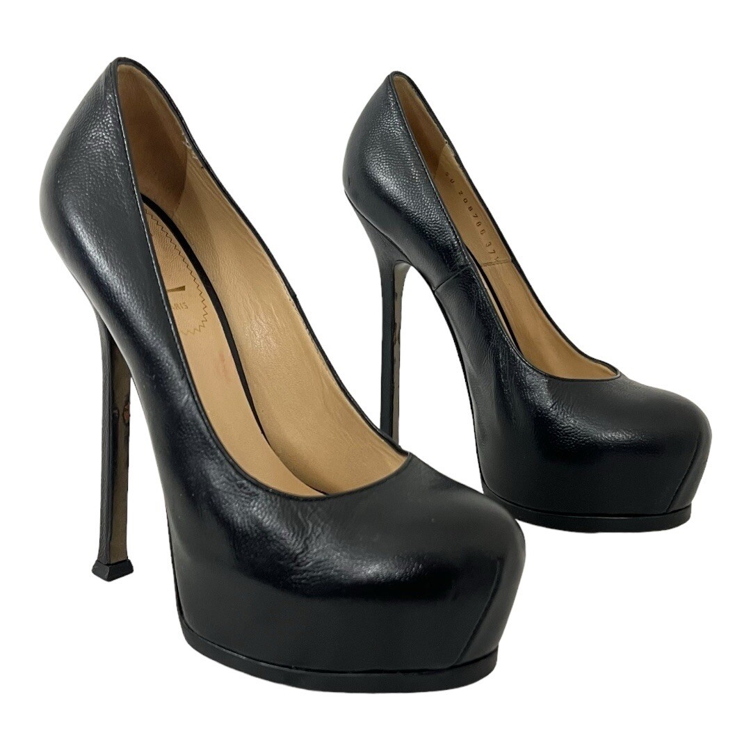 YSL Saint Laurent decolte donna 37 5 omaggio tacco a spillo pelle plateau