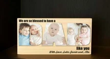 DAD Father's Day Wooden Photo Block Birthday Gift Papa Daddy Dada Grandpa Mum