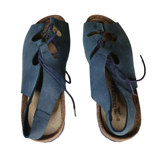 Sandalias para mujer Trader Bay con cordones de cuero azul hechas en Italia talla 6 - Imagen 8 de 9