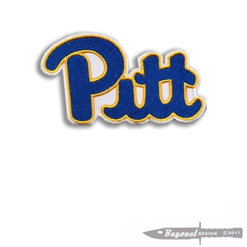 Pittsburgh - PITT SCRIPT BLUE embroidered patch - Wax Backed - 3 1/2" X 2 3/4" - Picture 2 of 2