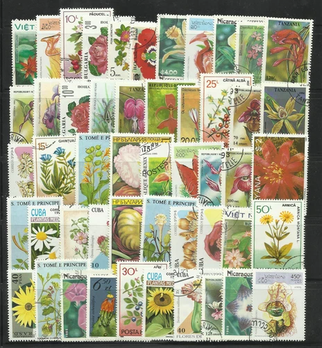 FLOWERS and PLANTS Collection Packet 50 Different WORLD Stamps