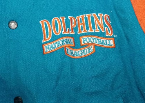 Chaqueta Letterman De Colección Logotipo de Los Ángeles Equipo Clásico Atlético NFL Para Hombres Grande Miami Dolphins - Imagen 2 de 9