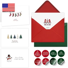 Merry Christmas Cards with Envelopes, Set of 20 Adorable Cards Bulk Pack - 4X6 I