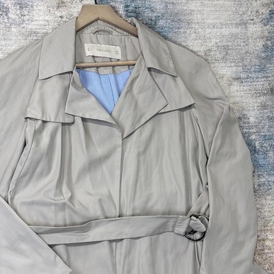 ZARA Basic Women s Trench Coat Beige Lightweight Classy Maximalist Size 5