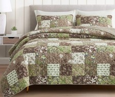Leilani 3-Piece Boho Washed Cotton Quilt Set King Size-Bohemian Quilted Bedding