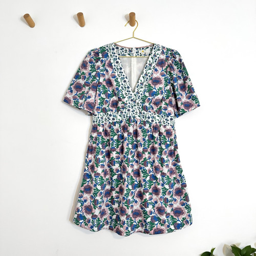 Boden mini abito boho floreale primavera manica corta scollo a V dettagli a contrasto taglia 12 - Foto 1 di 14