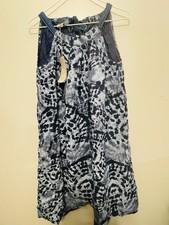Bella Umbra Womens Blue 100% Linen Halter Dress Sz S Lagenlook Beachy Minimalist