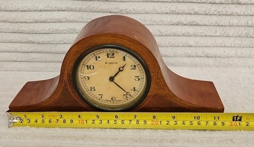 Antique 8 Day Mantle Clock Swiss Made Movement & Dial Working Circa 1910 Rare - Foto 13 di 24