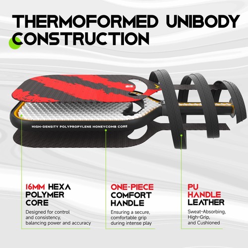 Ascent Pickleball Paddles | Carbon Fiber Pickleball Racket with Aero Throat |... - Picture 4 of 7