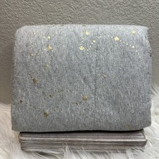Cloud Island Navy Blue Gray Gold Baby Blanket Metallic Space FAST SHIP
