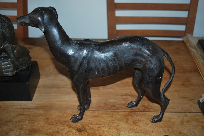 Wonderful Old Bronze Whippet / Greyhound Dog Sculpture Figure Large