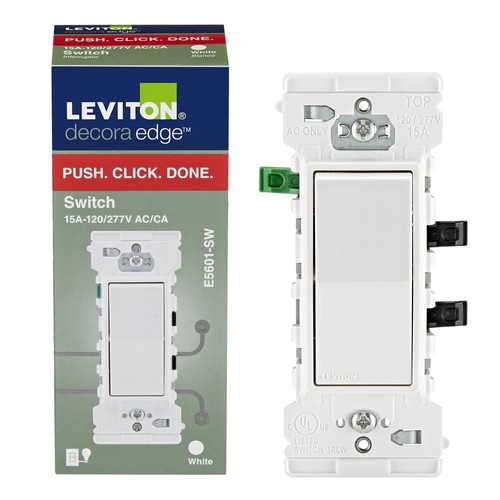 E5601-SW Decora Edge 15 Amp Single Pole Rocker Switch, White