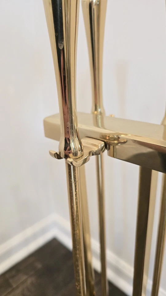 Juego de herramientas de chimenea vintage / latón macizo / juego de acompañante / decoración del hogar - juego de 4 piezas Foto 4 de 4