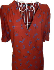 Next rust faux wrap stretch 40s look tea dress  12