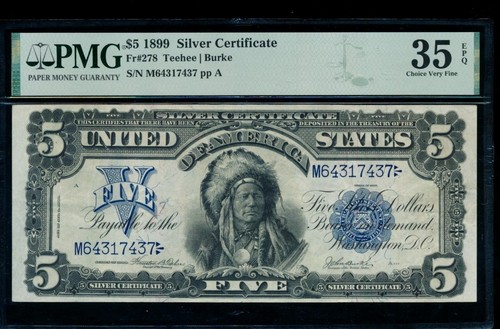 AC Fr 278 1899 $5 Silver Certificate PMG 35 EPQ CHIEF NOTE