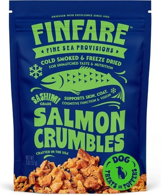 Finfare Freeze Dried Dog Food Toppers, Salmon Crumbles, Protein & Omega-3s, Grai