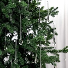 22 Pcs 4 Sizes Glass Raindrop Christmas Ornaments Crystal Teardrop Hanging Or...