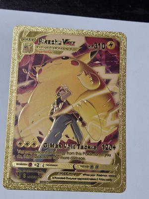 Pokemon Pikachu Vmax Gold Foil Fan Art Textured Collector Card