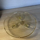 Elegant Yellow Depression Glass Round 3 Footed Plate 10” Vintage