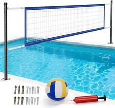 Adjustable Pool Volleyball Net for Inground Pools - 16-22FT with Steel Poles