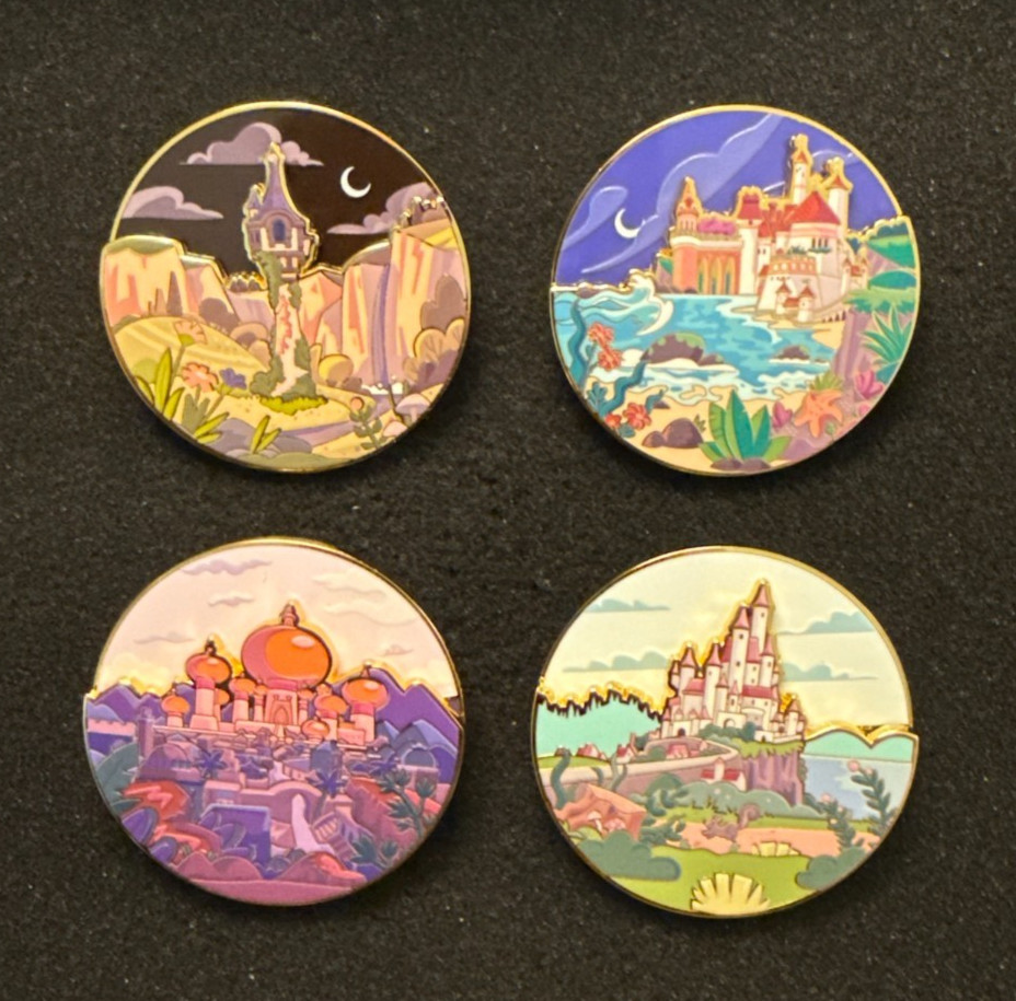 Disney Princess BoxLunch Wheel Spin Castle Day / Night Pins