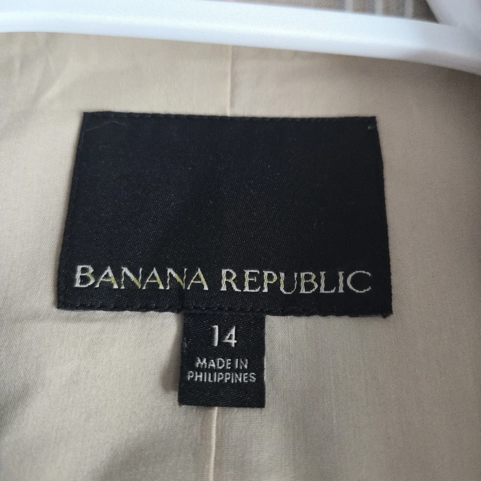 Женский льняной двубортный блейзер Banana Republic в клетку размер 14 - Изображение 3 из 4